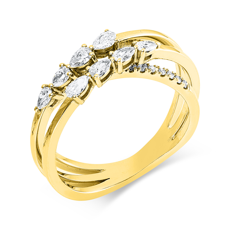 Ring 18 kt GG, 8 Tropfen 0,43 ct, TW-si, 20 Brill. 0,10 ct, TW-si
