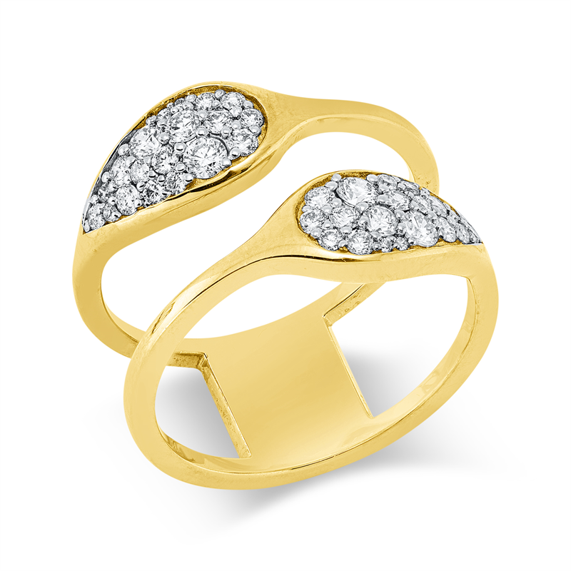 Ring 18 kt GG, Fassung rhod, 32 Brill. 0,28 ct, TW-si, 4 Brill. 0,12 ct, TW-si, 2 Brill. 0,09 ct, TW-si