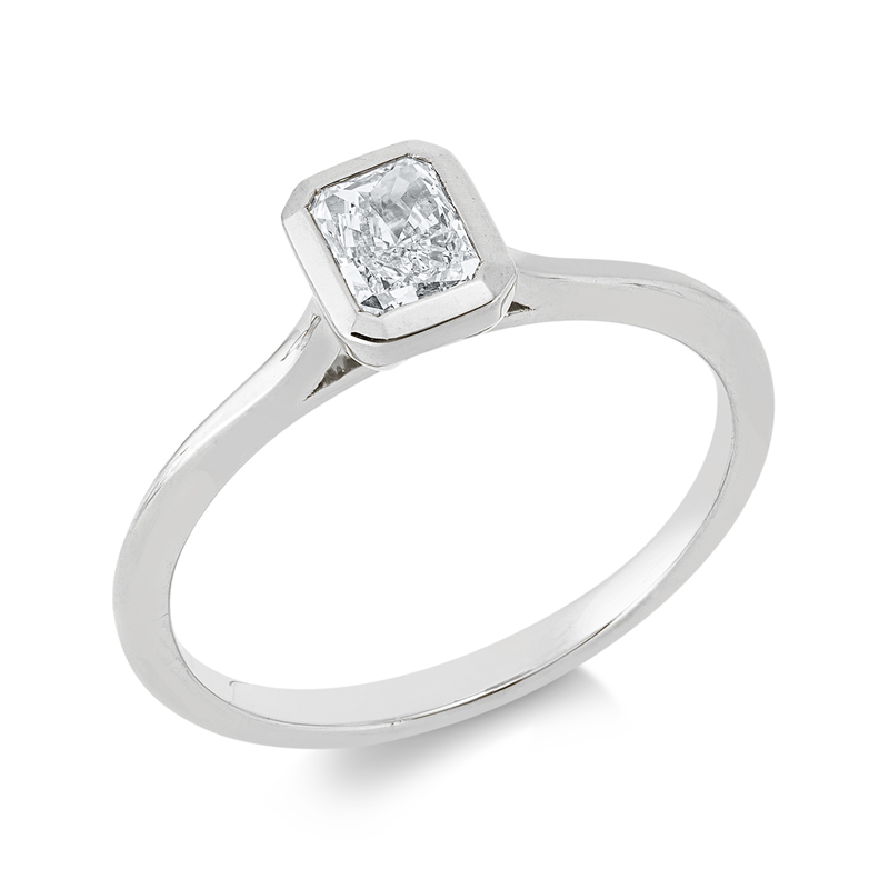 Ring 18 kt WG, 1 Lab. Rad. 0,40 ct, F-vsi