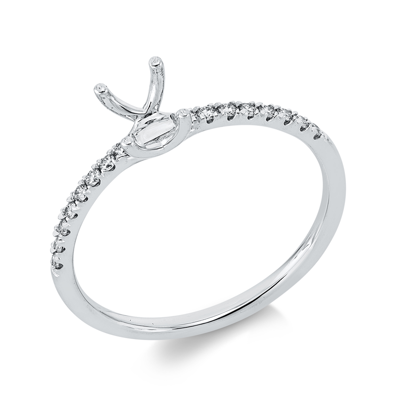 Ring 18 kt WG, 16 Brill. 0,12 ct, TW-si, Leerfassung für 1x Radiant 0,20 ct