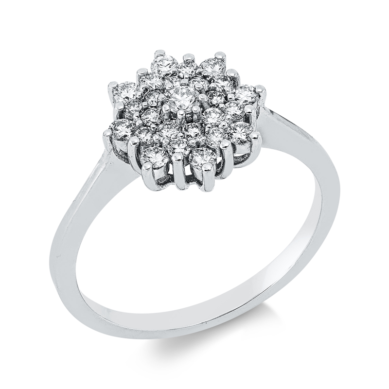 Ring 18 kt WG, 1 Brill. 0,05 ct, F-si, 24 Brill. 0,37 ct, F-si
