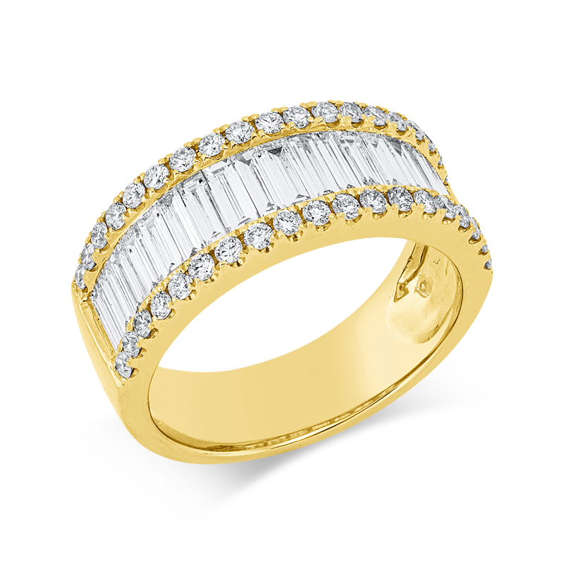 Ring 18 kt GG, 19 Bag. 0,96 ct, TW-vsi, 38 Brill. 0,44 ct, TW-vsi