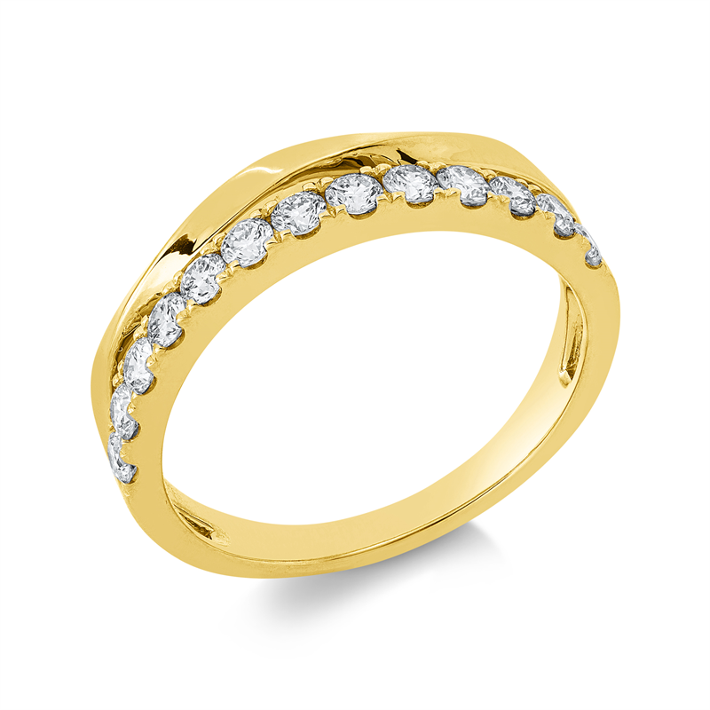 Ring 14 kt GG, 13 Brill. 0,51 ct, W-si/pi