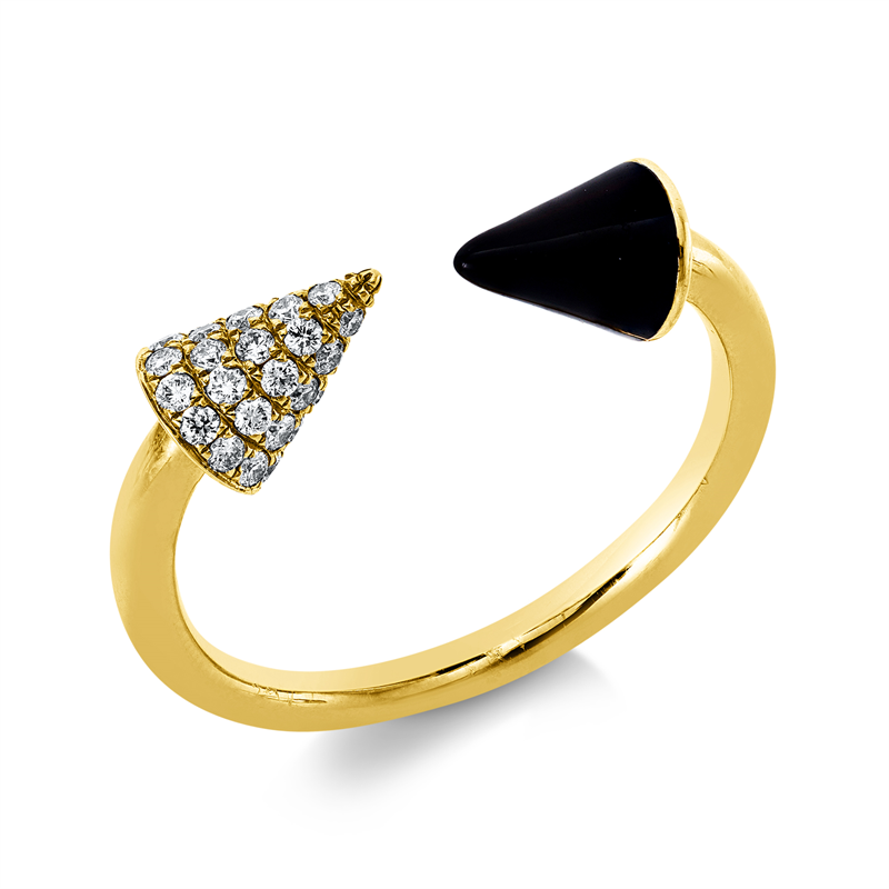 Ring 18 kt GG, 39 Brill. 0,26 ct, TW-si, 1 Emaille schwarz