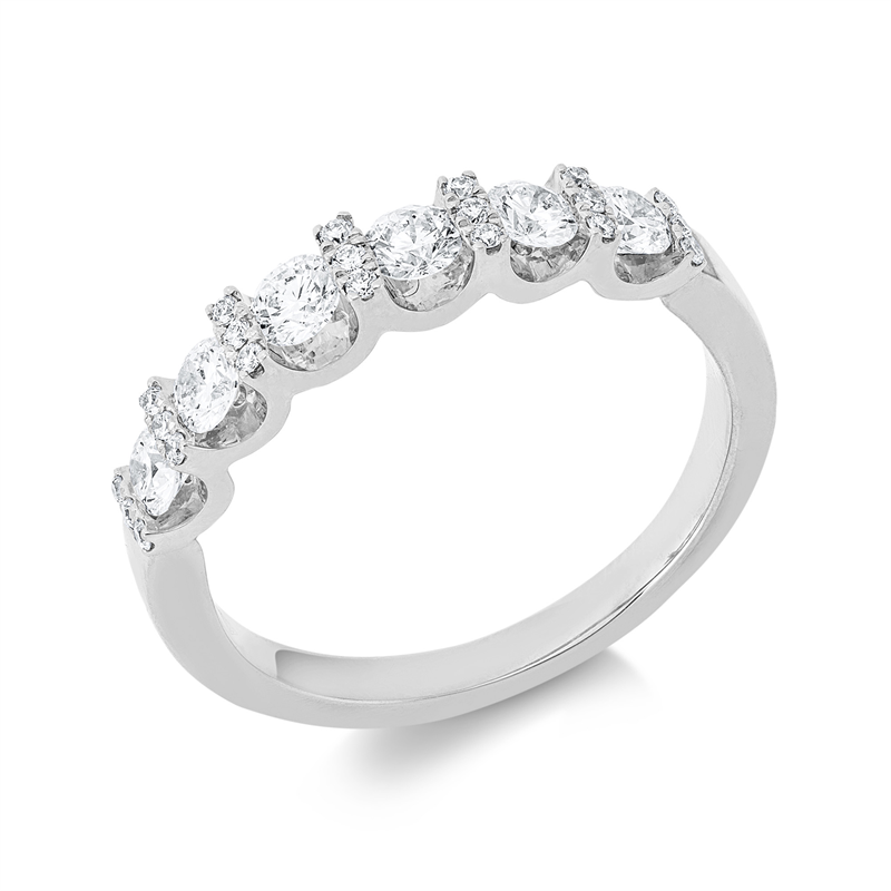 Ring 18 kt WG, 21 Brill. 0,10 ct, TW-si, 6 Brill. 0,58 ct, TW-si