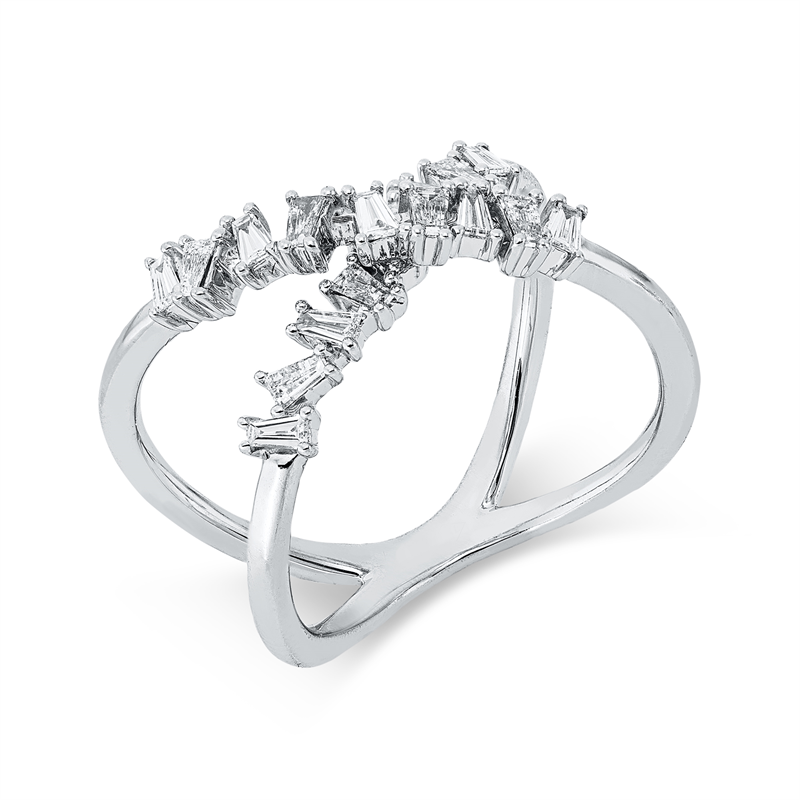 Ring 18 kt WG, 18 Trap. 0,46 ct, TW-si