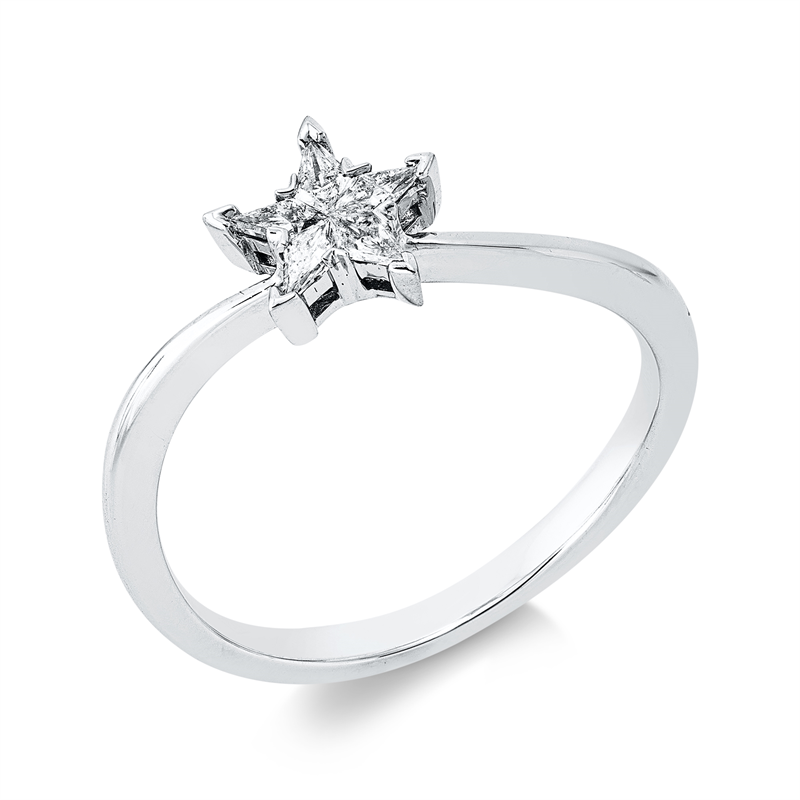 Ring 18 kt WG, 5 Fant-Schl. 0,16 ct, D/F-vvs
