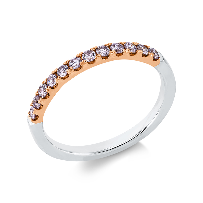 Ring 18 kt WG+RG, 12 Brill. 0,32 ct, pink