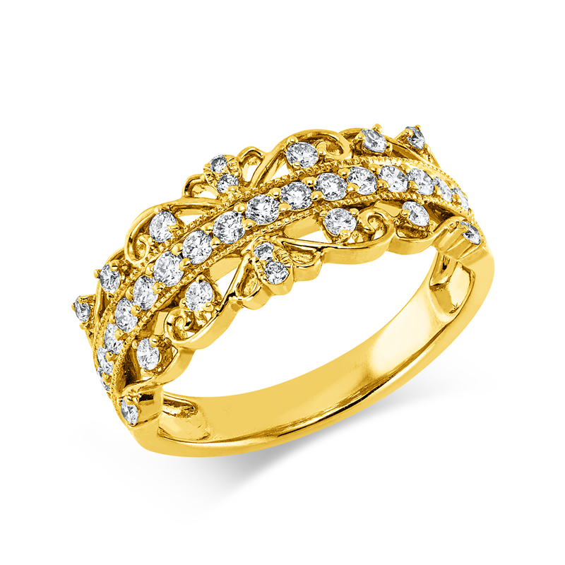 Ring 18 kt GG, 4 Brill. 0,03 ct, TW-si, 28 Brill. 0,47 ct, TW-si