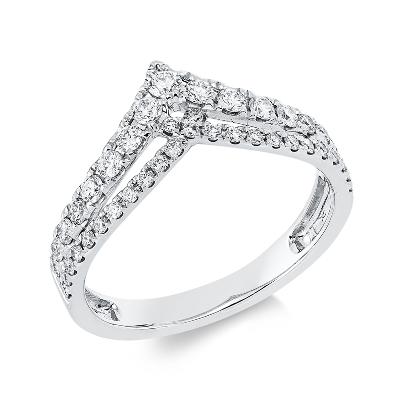 Ring 18 kt WG, 12 Brill. 0,24 ct, TW-si, 5 Brill. 0,14 ct, TW-si, 25 Brill. 0,15 ct, TW-si