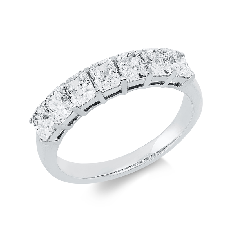 Ring 18 kt WG, 7 Radiant 1,62 ct, F-vsi/si
