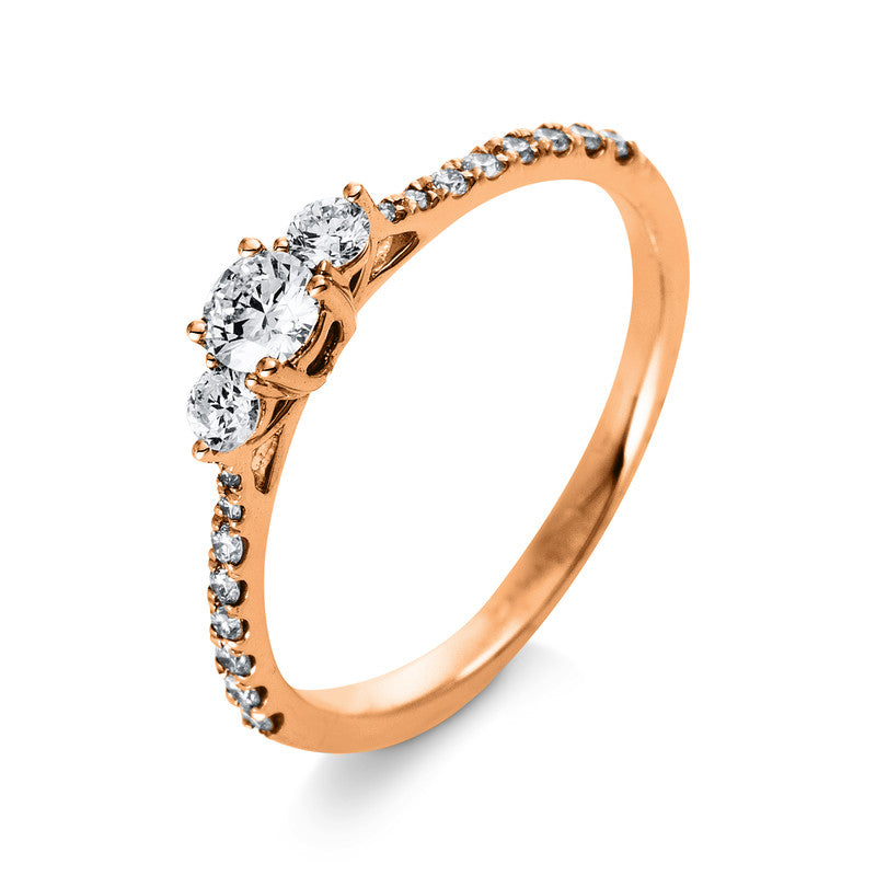 Ring 18 kt RG, 14 Brill. 0,23 ct, TW-si, 1 Brill. 0,17 ct, TW-si, 4 Brill. 0,01 ct, TW-si