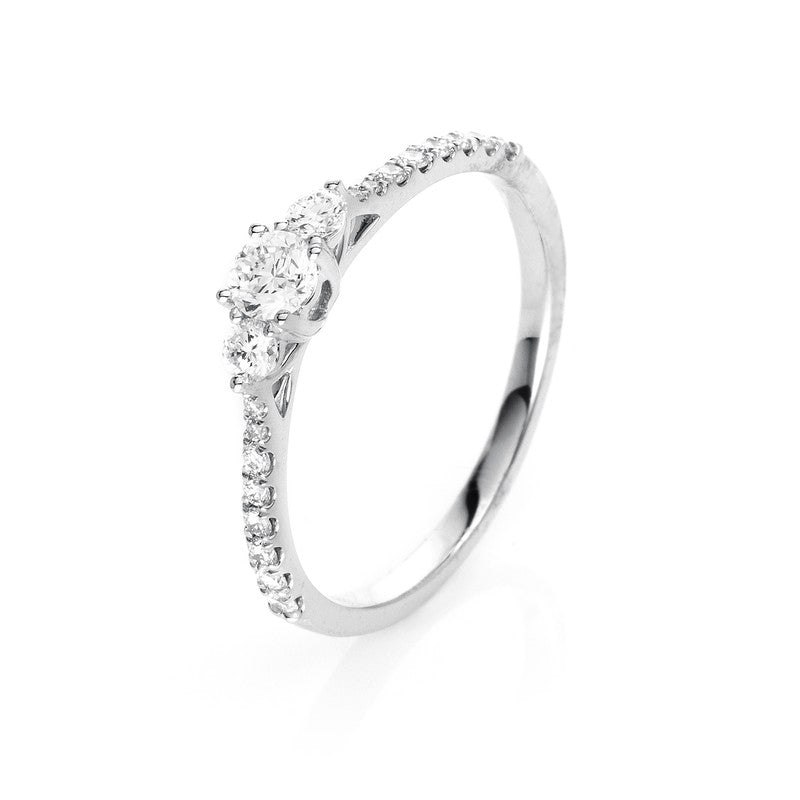 Ring 18 kt WG, 1 Brill. 0,17 ct, TW-si, 18 Brill. 0,24 ct, TW-si
