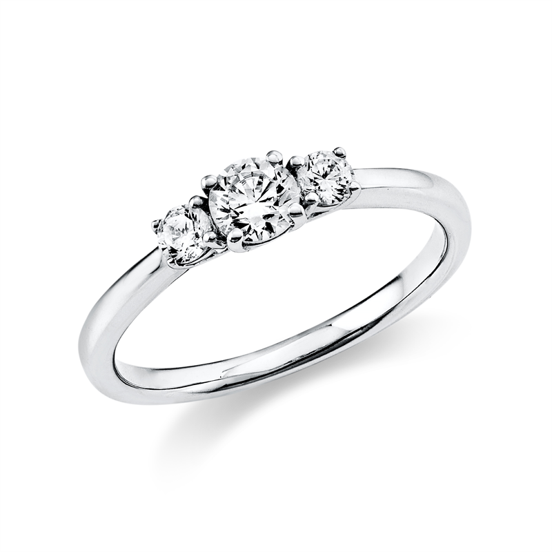 Ring 18 kt WG, GIA2276706556, 1 Brill. 0,30 ct, TW-si, 2 Brill. 0,18 ct, TW-si