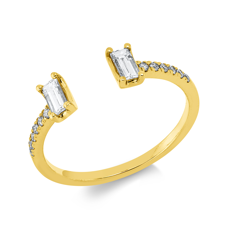 Ring 18 kt GG, 12 Brill. 0,08 ct, TW-vsi, 2 Bag. 0,26 ct, TW-vsi