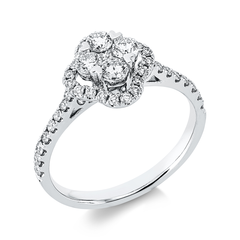 Ring 18 kt WG, 4 Brill. 0,35 ct, TW-si, 1 Princ. 0,05 ct, TW-vsi, 36 Brill. 0,28 ct, TW-si