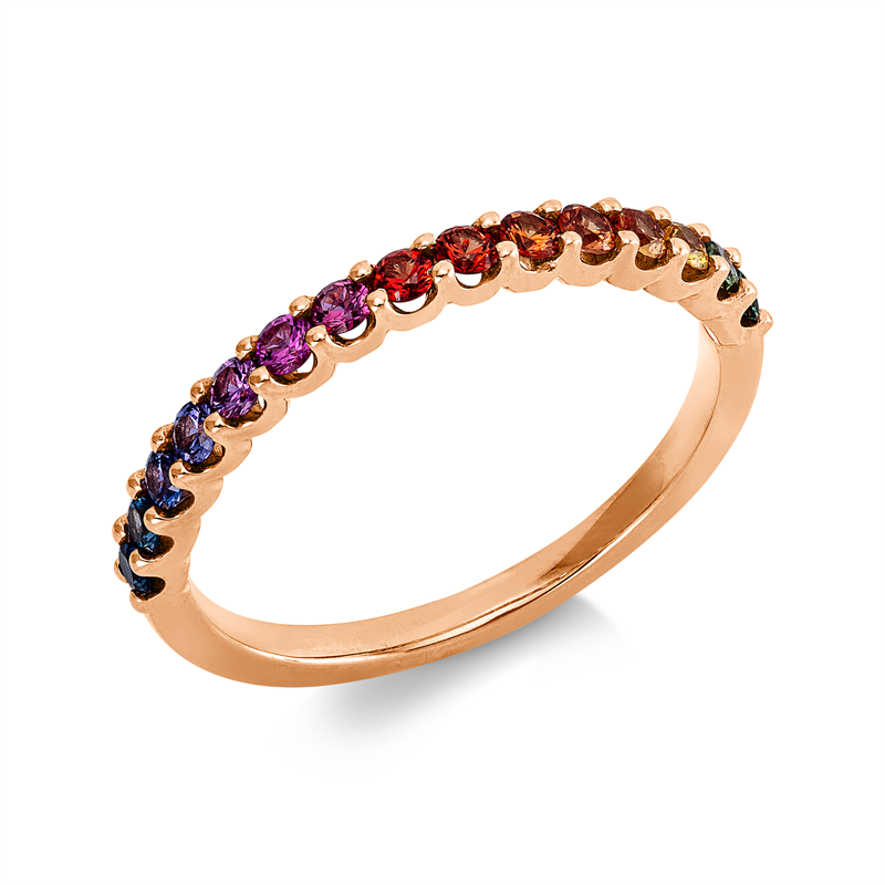Ring 18 kt RG, 15 Saphire 0,36 ct fancy