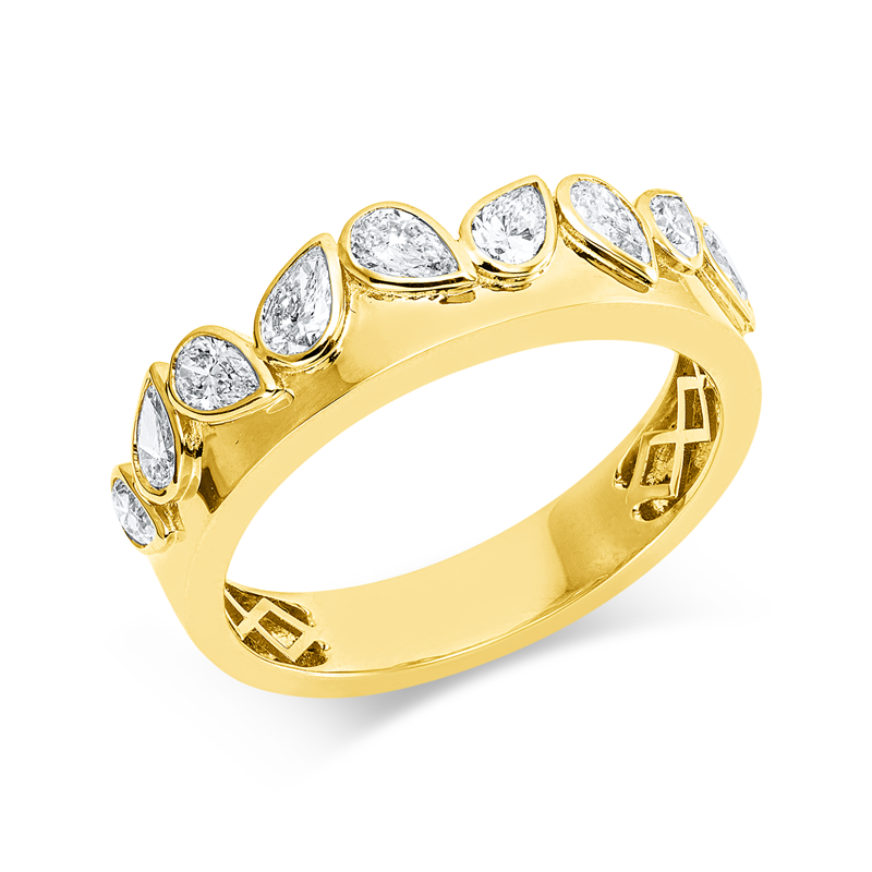 Ring 18 kt GG, 9 Tropfen 0,75 ct, TW-vsi