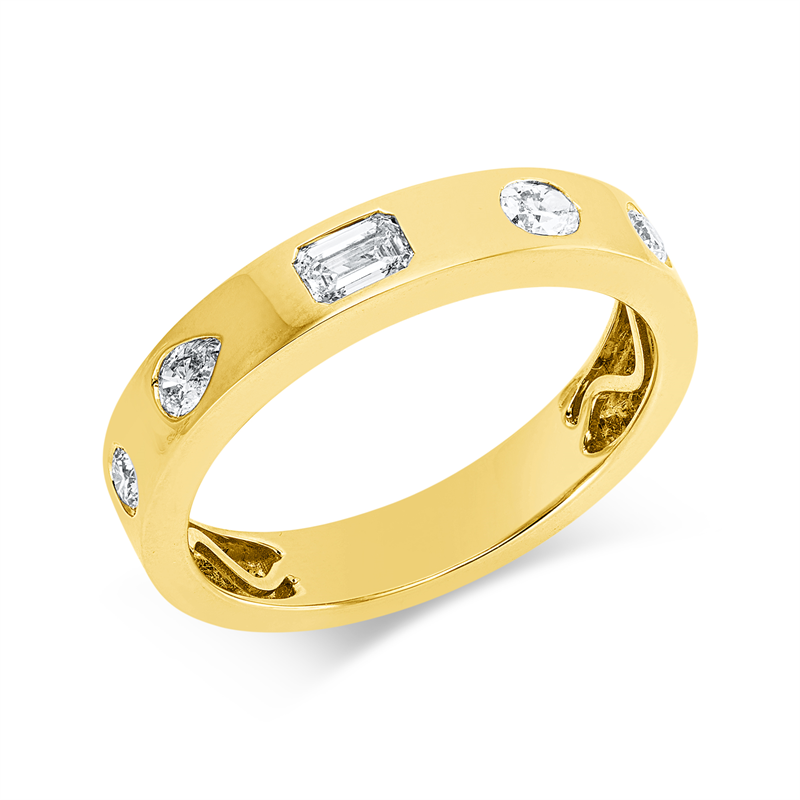Ring 18 kt GG, 10 Tropfen 0,48 ct, TW-vsi, 6 Brill. 0,04 ct, TW-si