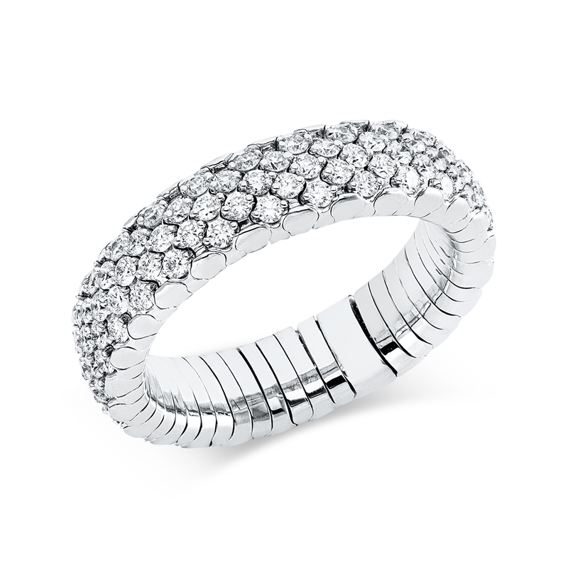 Ring 18 kt WG, Flex-Band, variabel, rhodinier, 125 Brill. 1,50 ct, TW-si