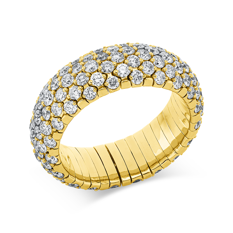 Ring 18 kt GG, Flex-Band, variabel, rhodinier, 140 Brill. 3,32 ct, TW-si