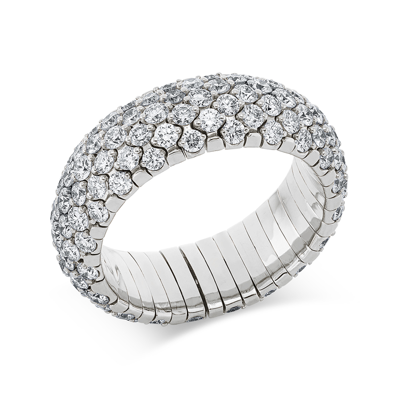 Ring 18 kt WG, Flex-Band, variabel, 140 Brill. 3,32 ct, TW-si