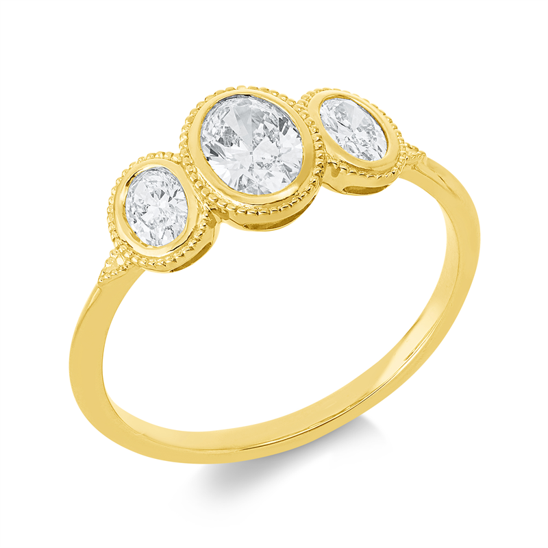Ring 18 kt GG, 1 Oval 0,41 ct, TW-si, 2 Oval 0,27 ct, TW-si