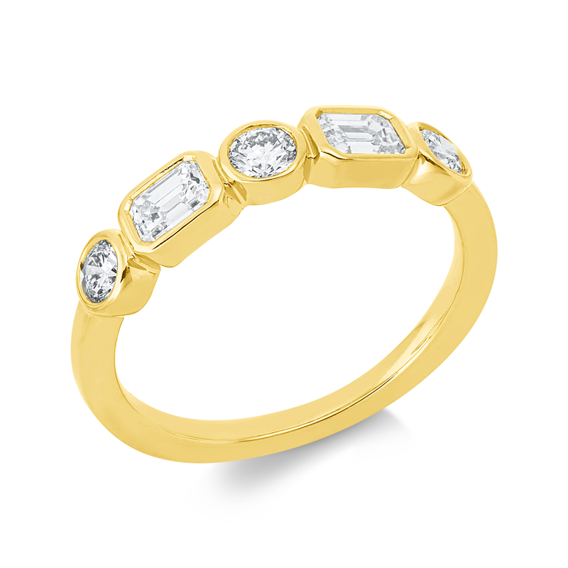 Ring 18 kt GG, 2 Sm.schliff 0,49 ct, TW-si, 3 Brill. 0,30 ct, TW-si