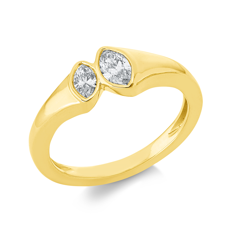 Ring 18 kt GG, 1 Nav. 0,23 ct, TW-si, 1 Nav. 0,12 ct, TW-si