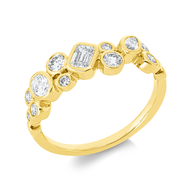 Ring 18 kt GG, 1 Sm.schliff 0,20 ct, TW-si, 1 Nav. 0,07 ct, TW-si, 1 Oval 0,14 ct, TW, 10 Brill. 0,27 ct, TW-si