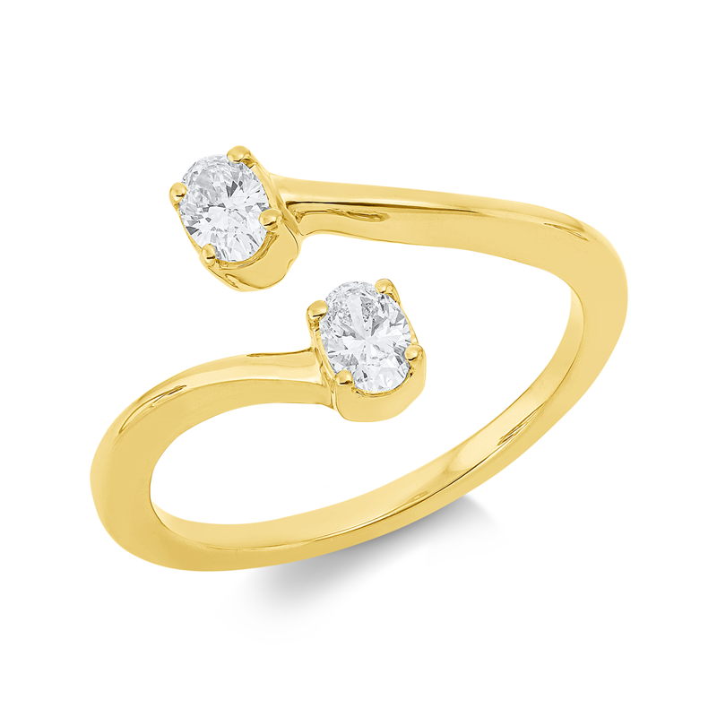 Ring 18 kt GG, 2 Oval 0,38 ct, TW-si