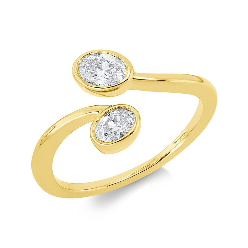 Ring 18 kt GG, 1 Oval 0,29 ct, TW-si, 1 Oval 0,20 ct, TW-si