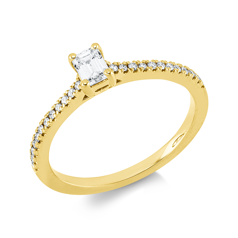 Ring 18 kt GG, 1 Sm.schliff 0,27 ct, TW-si, 24 Brill. 0,12 ct, TW-si