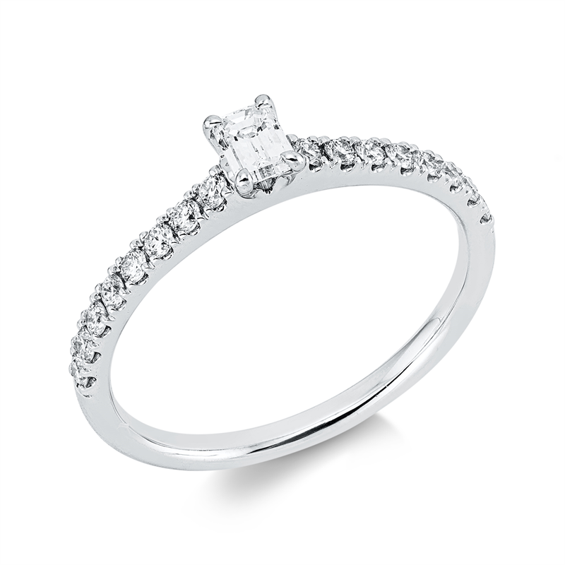 Ring 18 kt WG, 1 Sm.schliff 0,21 ct, TW-si, 16 Brill. 0,24 ct, TW-si