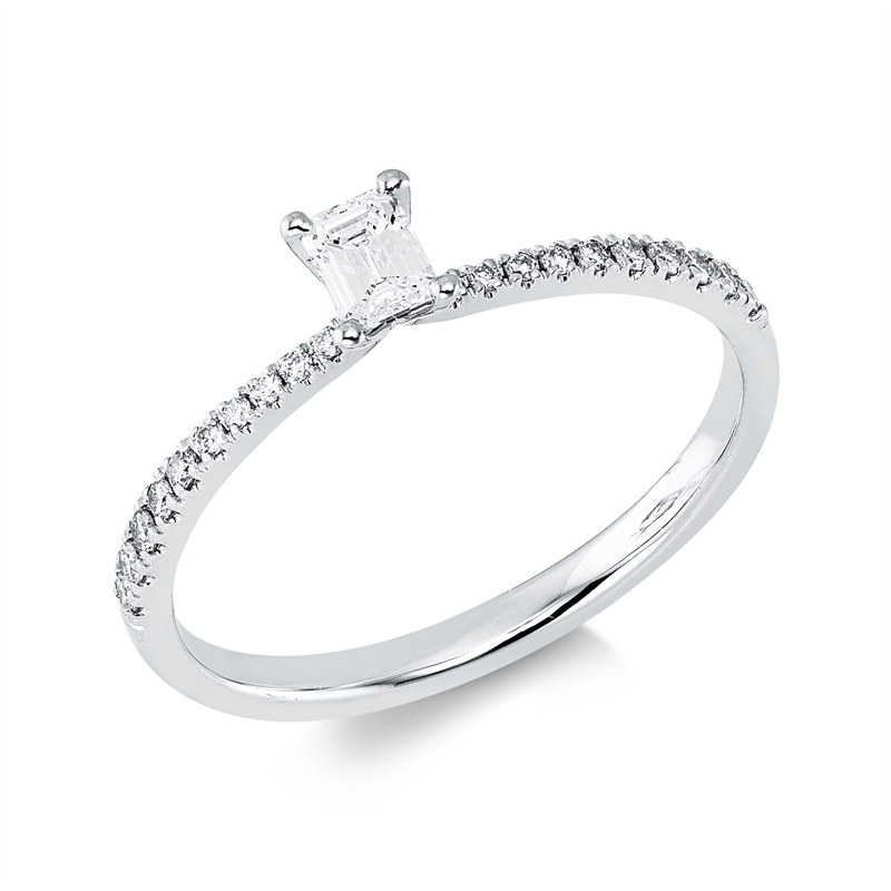 Ring 18 kt WG, 1 Sm.schliff 0,17 ct, TW-si, 20 Brill. 0,12 ct, TW-si
