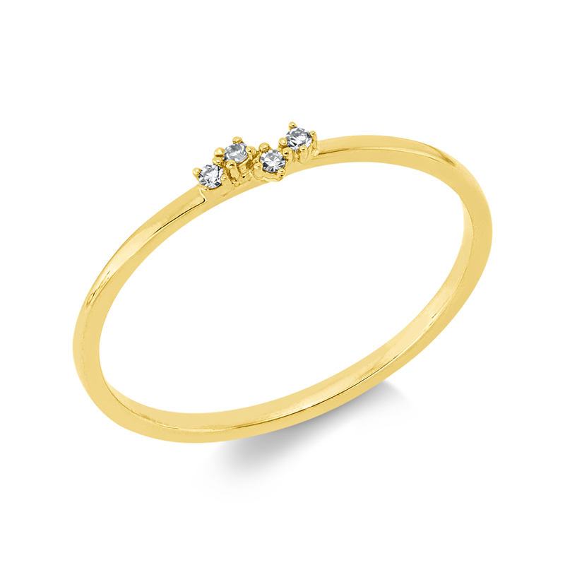Ring 18 kt GG, 2 Dia. 0,02 ct, TW-si, 2 Dia. 0,01 ct, TW-si