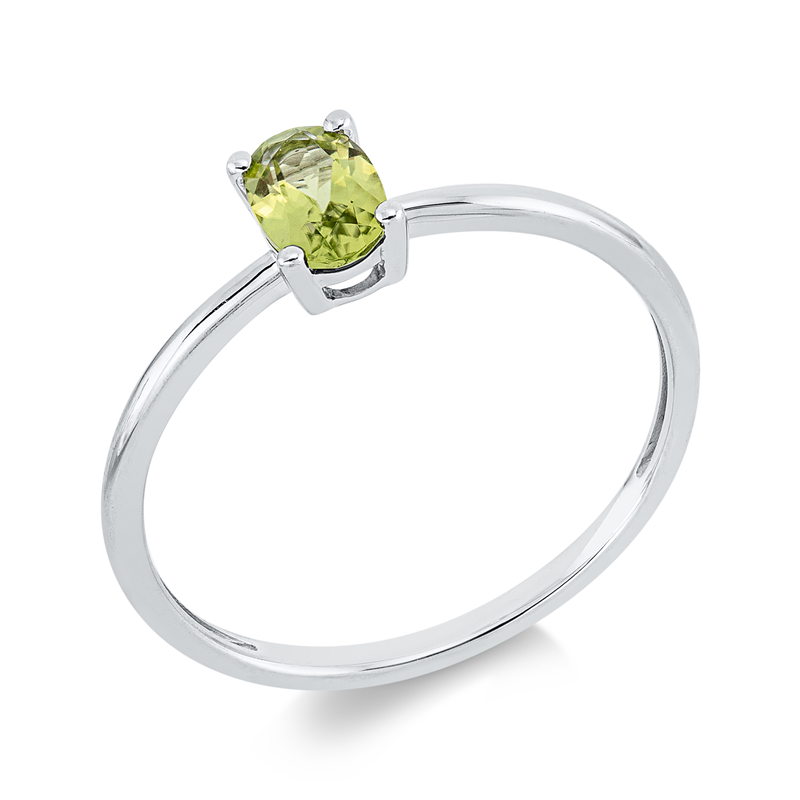 Ring 18 kt WG, 1 Peridot 0,45 ct grün