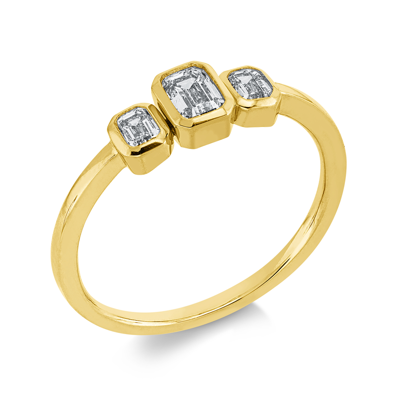Ring 18 kt GG, 3 Sm.schliff 0,47 ct, TW-si