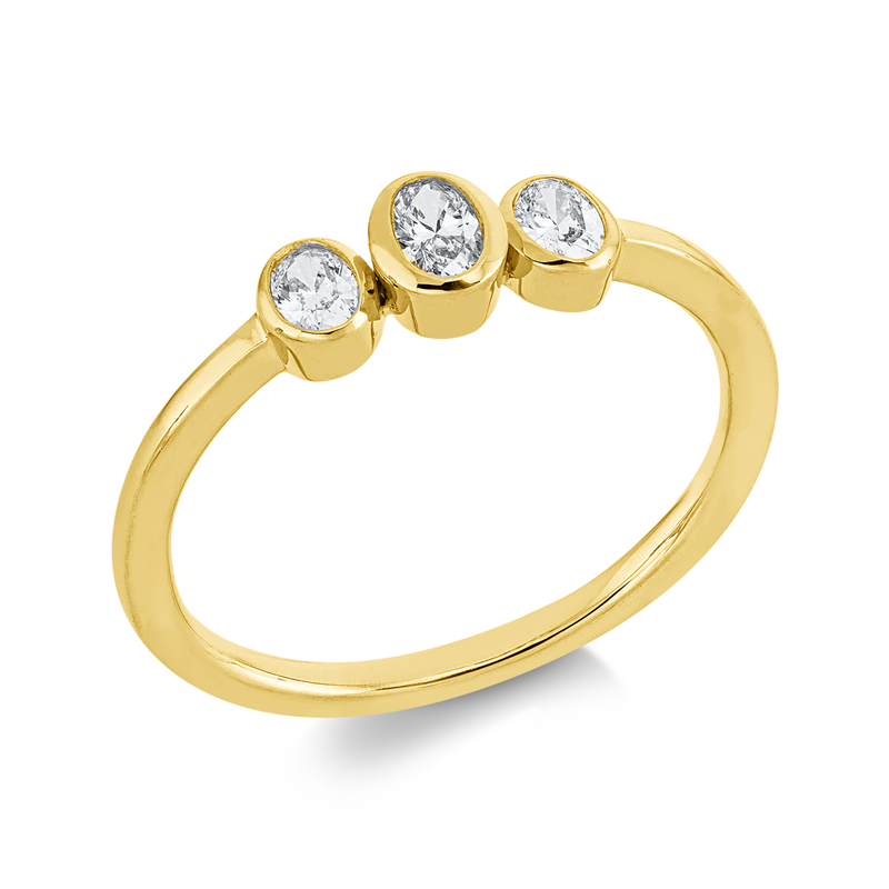 Ring 18 kt GG, 3 Oval 0,28 ct, TW-si