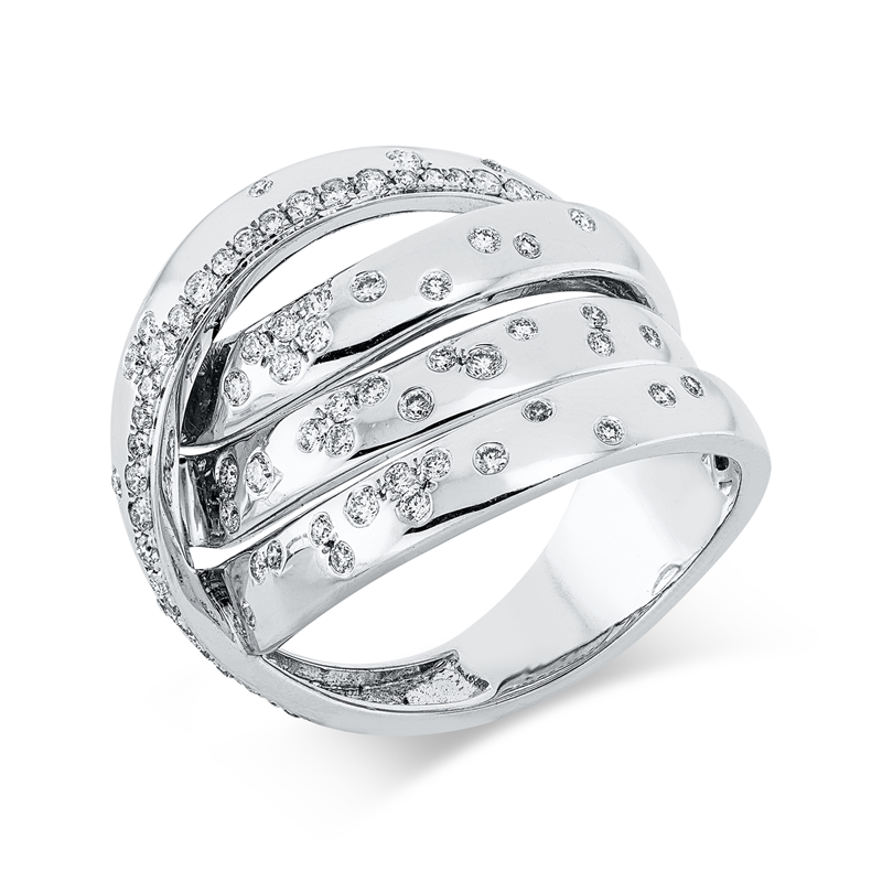 Ring 14 kt WG, 24 Brill. 0,28 ct, TW-si, 54 Brill. 0,34 ct, TW-si