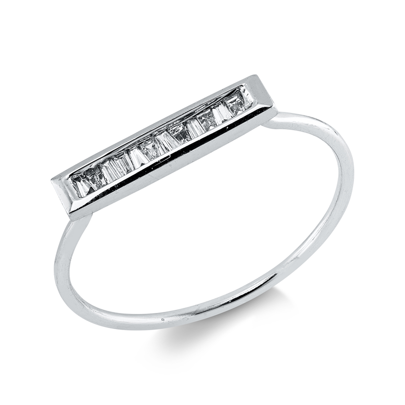 Ring 18 kt WG, 12 Trap. 0,12 ct, TW-vsi/si