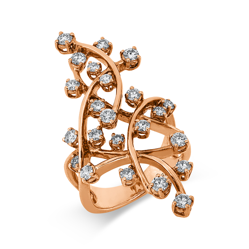 Ring 18 kt RG, 23 Brill. 1,37 ct, TW-si