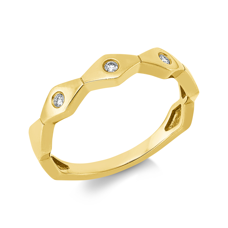Ring 14 kt GG, 3 Brill. 0,05 ct, TW-pi