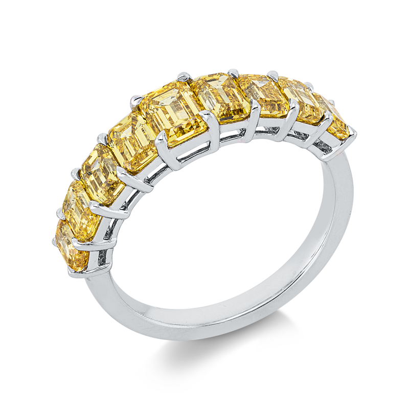 Ring 18 kt WG+GG, Zimmi Diamonds, 9 Sm.schliff 2,70 ct, gelb