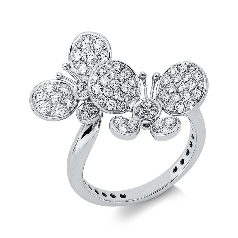 Ring 18 kt WG, 70 Brill. 0,88 ct, TW-vsi