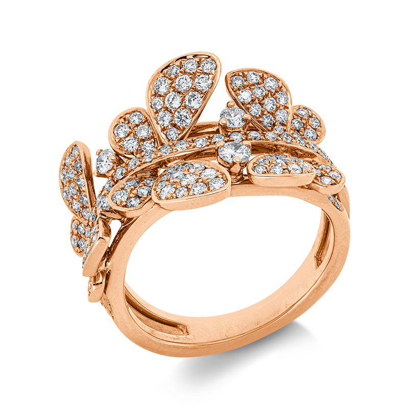 Ring 18 kt RG, 136 Brill. 0,91 ct, TW-vsi