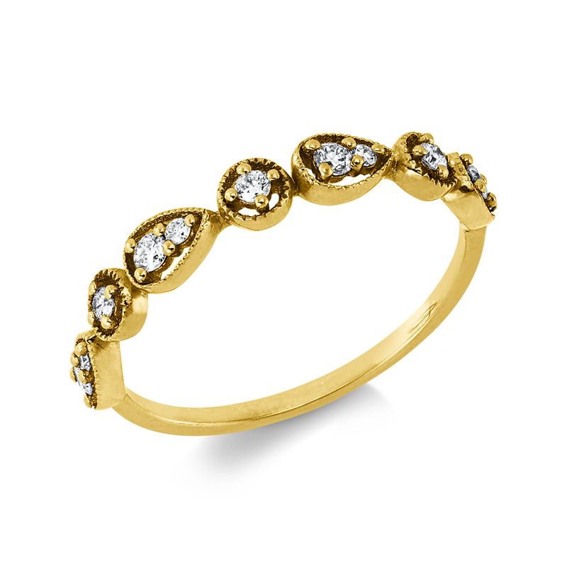 Ring 18 kt GG, 11 Brill. 0,16 ct, W-pi
