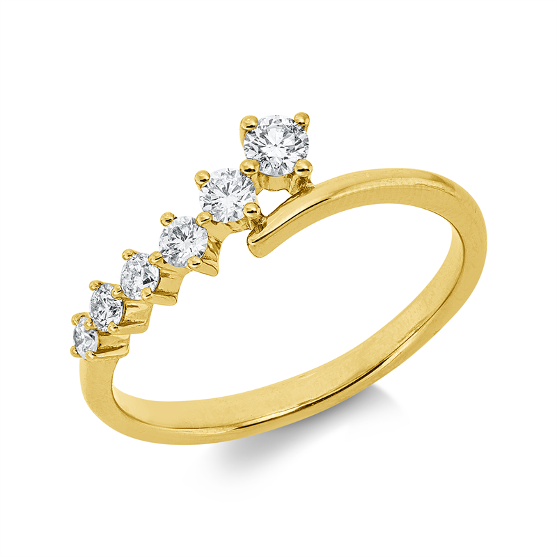 Ring 18 kt GG, 1 Brill. 0,09 ct, TW-si, 5 Brill. 0,02 ct, TW-si