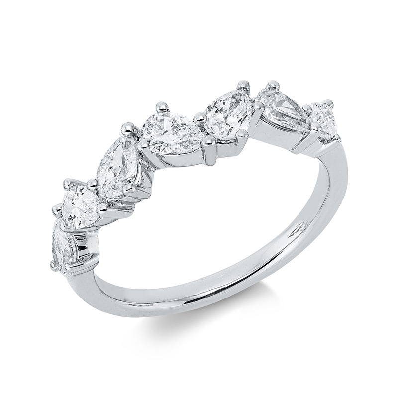 Ring 18 kt WG, 7 Tropfen 1,15 ct, W-si