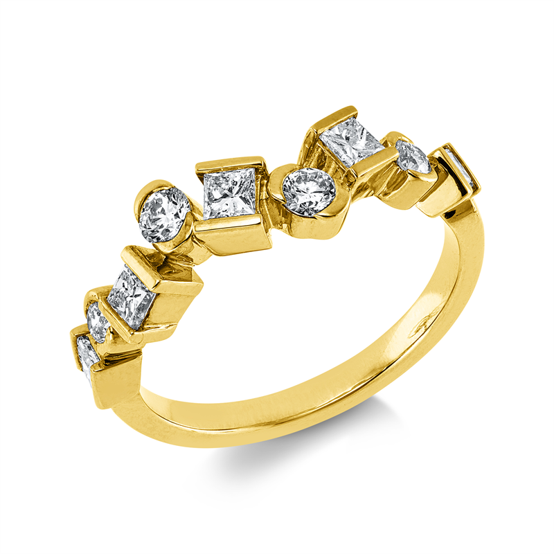 Ring 14 kt GG, 5 Princ. 0,48 ct, W-si/pi, 4 Brill. 0,31 ct, W-si/pi